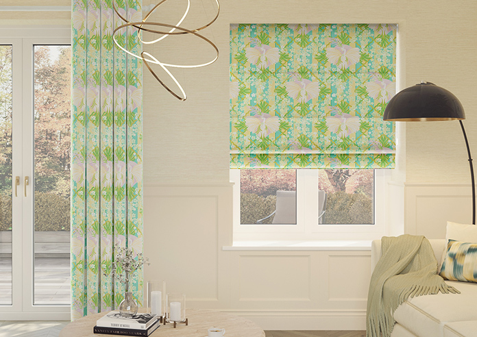Faded Glamour, Goddess Green Stripe - Roman Blind - Image 3